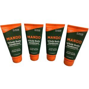 4 Mando Whole Body Deodorant Clover Woods Scent 2.25 Oz  For Pits & Feet
